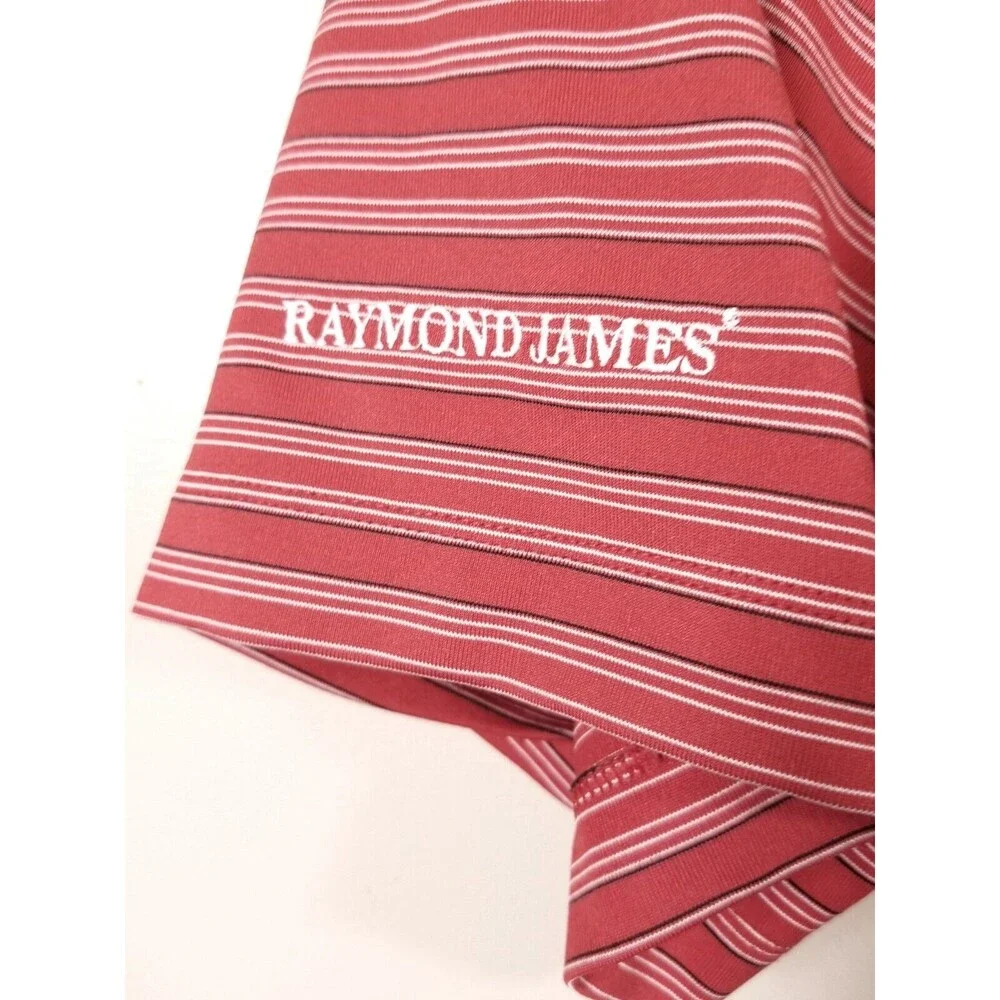 Nike Golf Polo Shirt Men's Small Red Striped Lansdowne Raymond James Logos